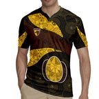 Personalized Hawks Football Rugby Jersey Easter Egg Pattern Brown Gold Tribal Dot Art Style