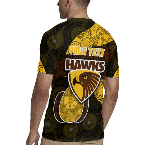 Personalized Hawks Football Rugby Jersey Easter Egg Pattern Brown Gold Tribal Dot Art Style