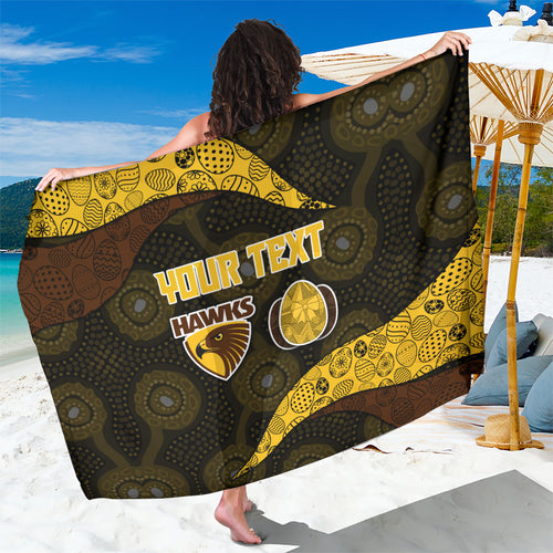 Personalized Hawks Football Sarong Easter Egg Pattern Brown Gold Tribal Dot Art Style