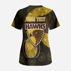 Personalized Hawks Football Scrub Top Easter Egg Pattern Brown Gold Tribal Dot Art Style
