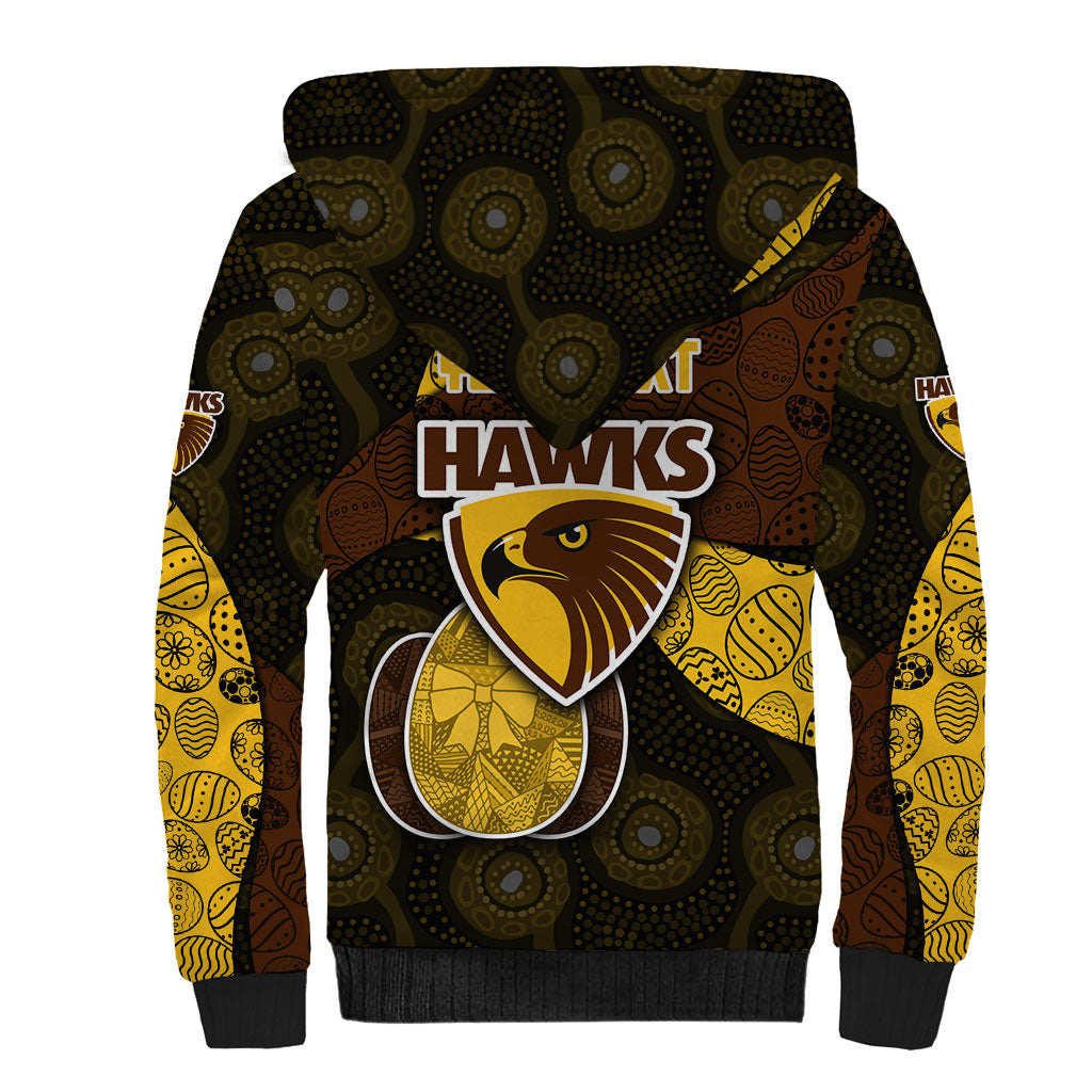 Personalized Hawks Football Sherpa Hoodie Easter Egg Pattern Brown Gold Tribal Dot Art Style