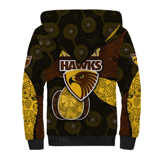 Personalized Hawks Football Sherpa Hoodie Easter Egg Pattern Brown Gold Tribal Dot Art Style