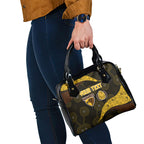 Personalized Hawks Football Shoulder Handbag Easter Egg Pattern Brown Gold Tribal Dot Art Style