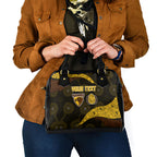 Personalized Hawks Football Shoulder Handbag Easter Egg Pattern Brown Gold Tribal Dot Art Style