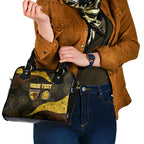 Personalized Hawks Football Shoulder Handbag Easter Egg Pattern Brown Gold Tribal Dot Art Style