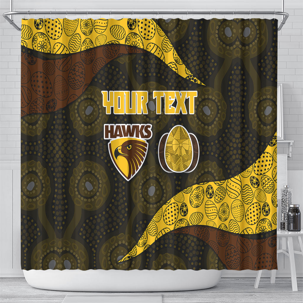 Personalized Hawks Football Shower Curtain Easter Egg Pattern Brown Gold Tribal Dot Art Style