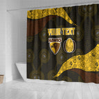Personalized Hawks Football Shower Curtain Easter Egg Pattern Brown Gold Tribal Dot Art Style
