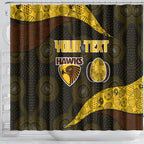 Personalized Hawks Football Shower Curtain Easter Egg Pattern Brown Gold Tribal Dot Art Style