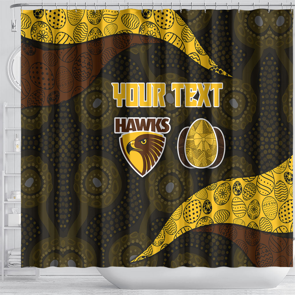 Personalized Hawks Football Shower Curtain Easter Egg Pattern Brown Gold Tribal Dot Art Style