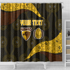 Personalized Hawks Football Shower Curtain Easter Egg Pattern Brown Gold Tribal Dot Art Style