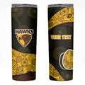 Personalized Hawks Football Skinny Tumbler Easter Egg Pattern Brown Gold Tribal Dot Art Style