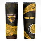 Personalized Hawks Football Skinny Tumbler Easter Egg Pattern Brown Gold Tribal Dot Art Style