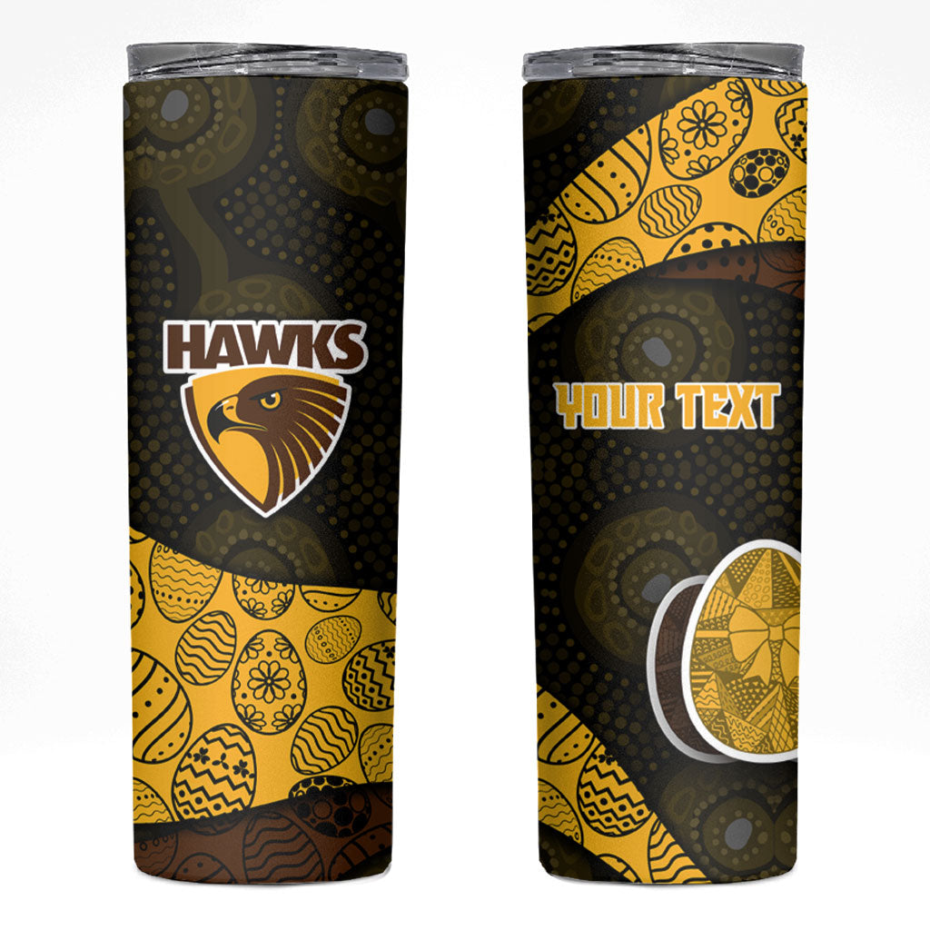 Personalized Hawks Football Skinny Tumbler Easter Egg Pattern Brown Gold Tribal Dot Art Style