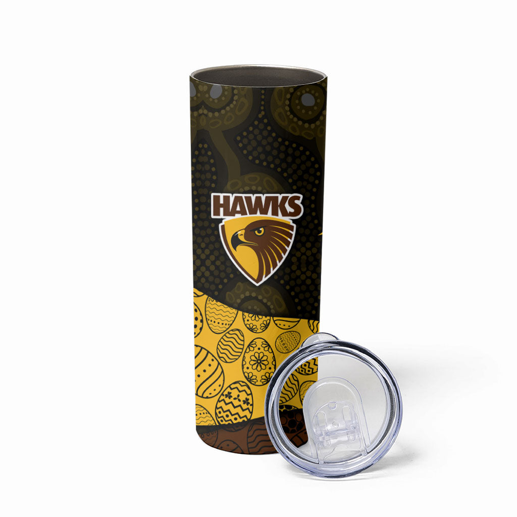 Personalized Hawks Football Skinny Tumbler Easter Egg Pattern Brown Gold Tribal Dot Art Style
