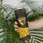 Personalized Hawks Football Skinny Tumbler Easter Egg Pattern Brown Gold Tribal Dot Art Style
