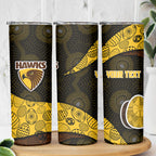 Personalized Hawks Football Skinny Tumbler Easter Egg Pattern Brown Gold Tribal Dot Art Style