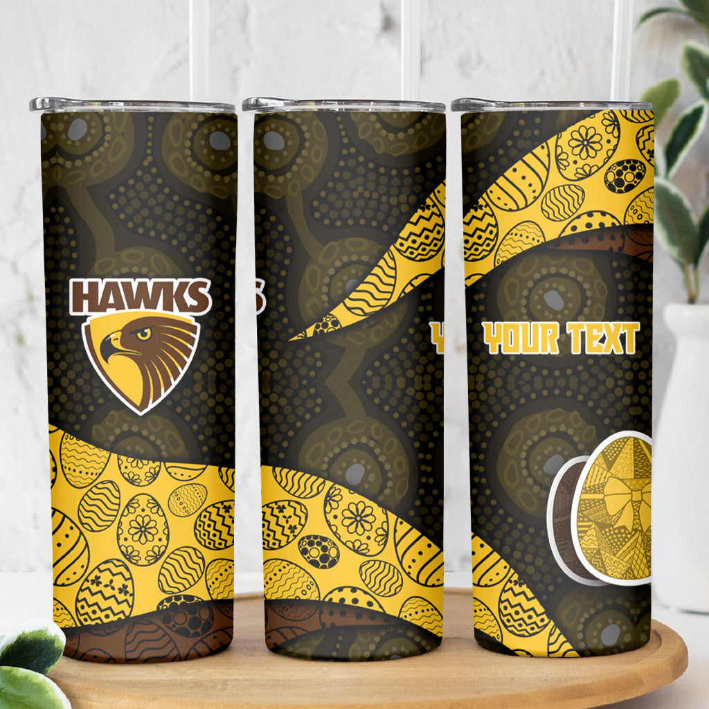 Personalized Hawks Football Skinny Tumbler Easter Egg Pattern Brown Gold Tribal Dot Art Style