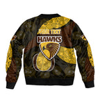 Personalized Hawks Football Sleeve Zip Bomber Jacket Easter Egg Pattern Brown Gold Tribal Dot Art Style