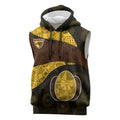 Personalized Hawks Football Sleeveless Hoodie Easter Egg Pattern Brown Gold Tribal Dot Art Style