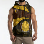 Personalized Hawks Football Sleeveless Hoodie Easter Egg Pattern Brown Gold Tribal Dot Art Style