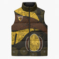 Personalized Hawks Football Sleeveless Puffer Jacket Easter Egg Pattern Brown Gold Tribal Dot Art Style