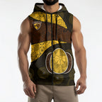 Personalized Hawks Football Sleeveless Zip Hoodie Easter Egg Pattern Brown Gold Tribal Dot Art Style