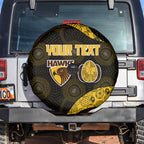 Personalized Hawks Football Spare Tire Cover Easter Egg Pattern Brown Gold Tribal Dot Art Style