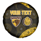 Personalized Hawks Football Spare Tire Cover Easter Egg Pattern Brown Gold Tribal Dot Art Style