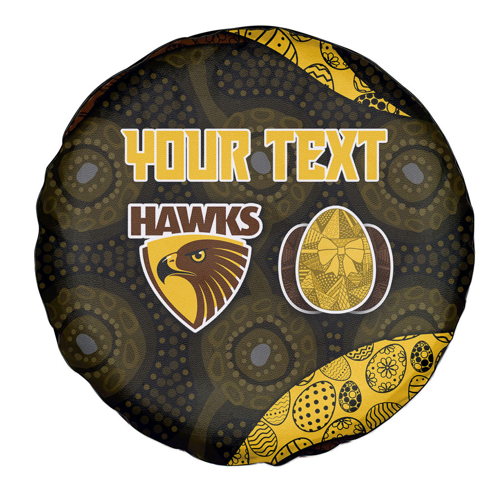 Personalized Hawks Football Spare Tire Cover Easter Egg Pattern Brown Gold Tribal Dot Art Style