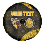 Personalized Hawks Football Spare Tire Cover Easter Egg Pattern Brown Gold Tribal Dot Art Style