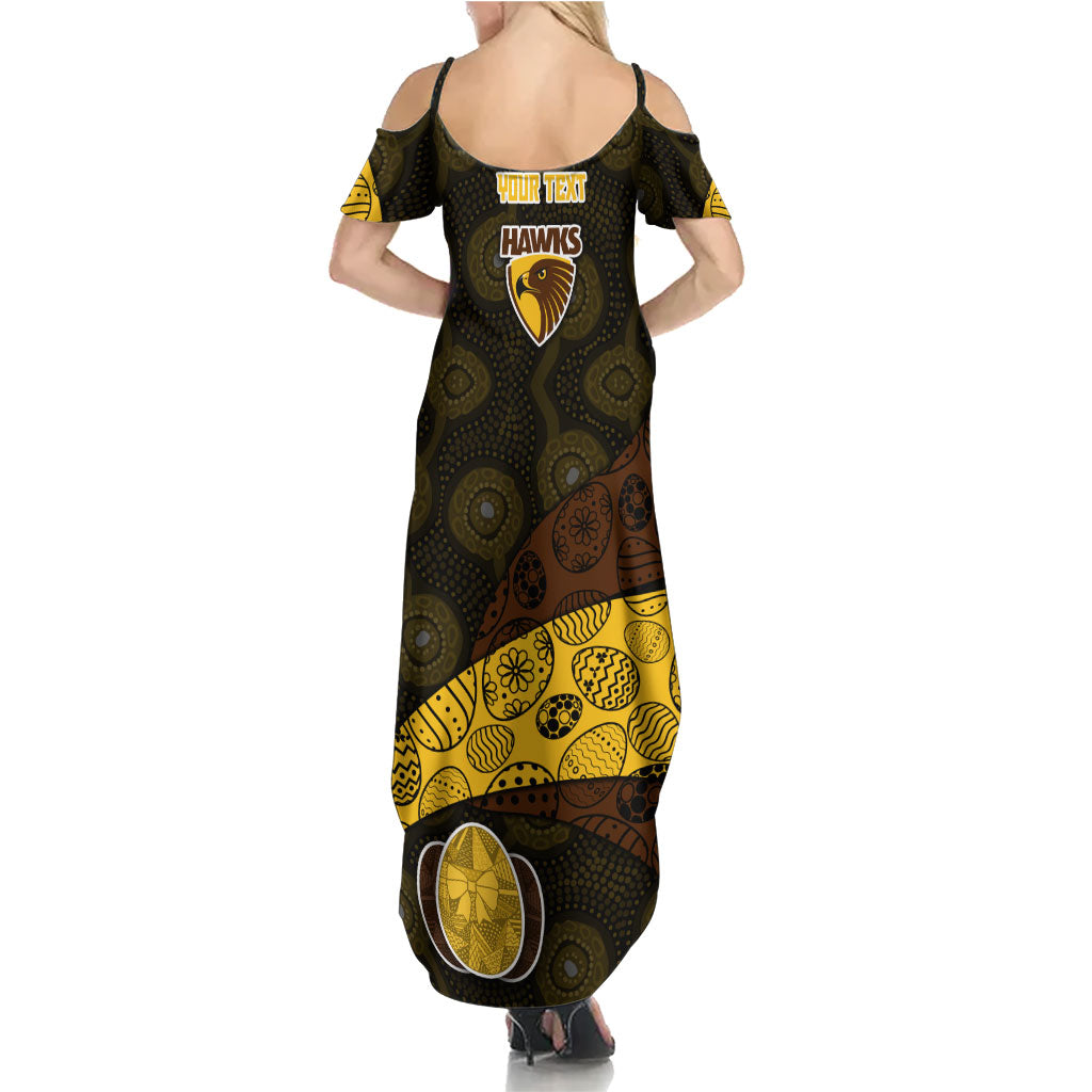 Personalized Hawks Football Summer Maxi Dress Easter Egg Pattern Brown Gold Tribal Dot Art Style
