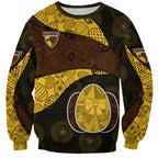 Personalized Hawks Football Sweatshirt Easter Egg Pattern Brown Gold Tribal Dot Art Style
