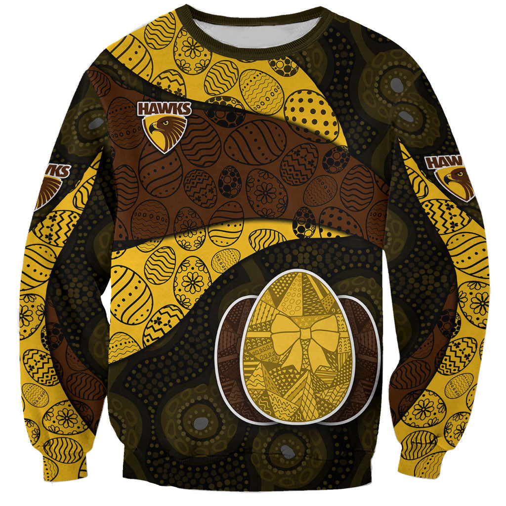 Personalized Hawks Football Sweatshirt Easter Egg Pattern Brown Gold Tribal Dot Art Style