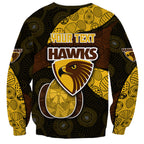 Personalized Hawks Football Sweatshirt Easter Egg Pattern Brown Gold Tribal Dot Art Style