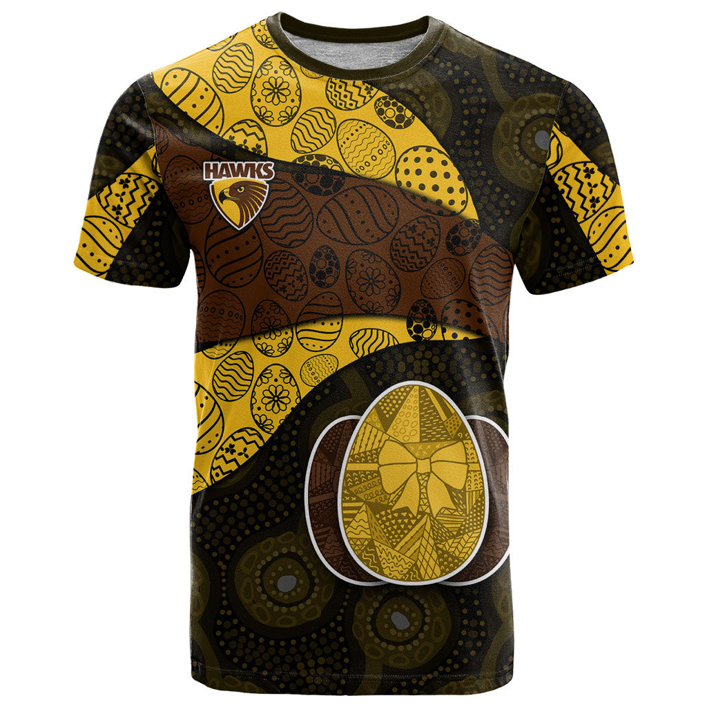Personalized Hawks Football T Shirt Easter Egg Pattern Brown Gold Tribal Dot Art Style