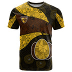 Personalized Hawks Football T Shirt Easter Egg Pattern Brown Gold Tribal Dot Art Style