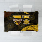 Personalized Hawks Football Tablecloth Easter Egg Pattern Brown Gold Tribal Dot Art Style