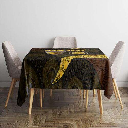 Personalized Hawks Football Tablecloth Easter Egg Pattern Brown Gold Tribal Dot Art Style