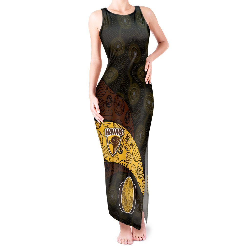 Personalized Hawks Football Tank Maxi Dress Easter Egg Pattern Brown Gold Tribal Dot Art Style
