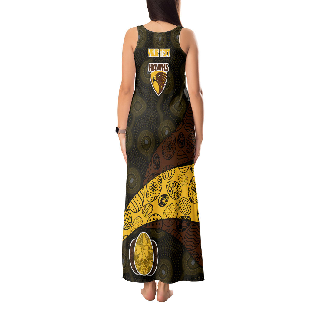 Personalized Hawks Football Tank Maxi Dress Easter Egg Pattern Brown Gold Tribal Dot Art Style