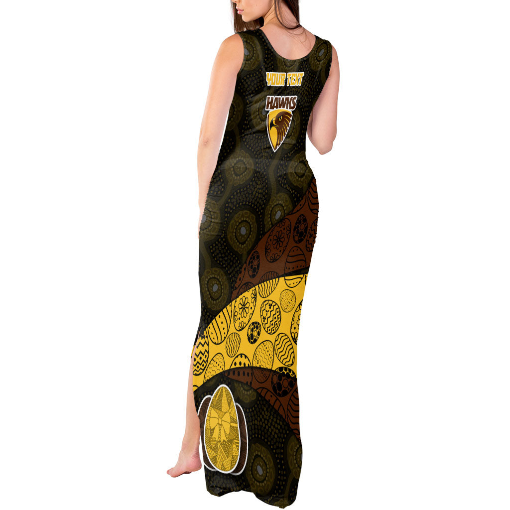 Personalized Hawks Football Tank Maxi Dress Easter Egg Pattern Brown Gold Tribal Dot Art Style