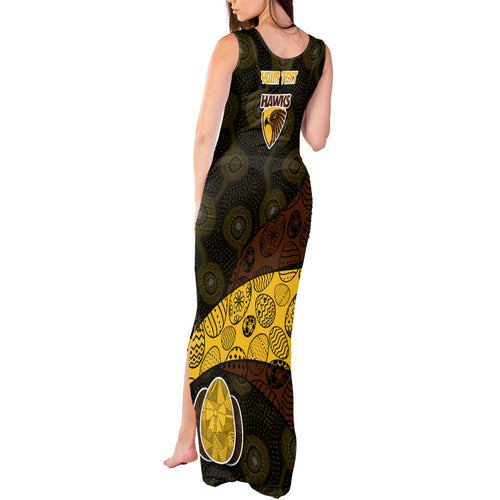 Personalized Hawks Football Tank Maxi Dress Easter Egg Pattern Brown Gold Tribal Dot Art Style