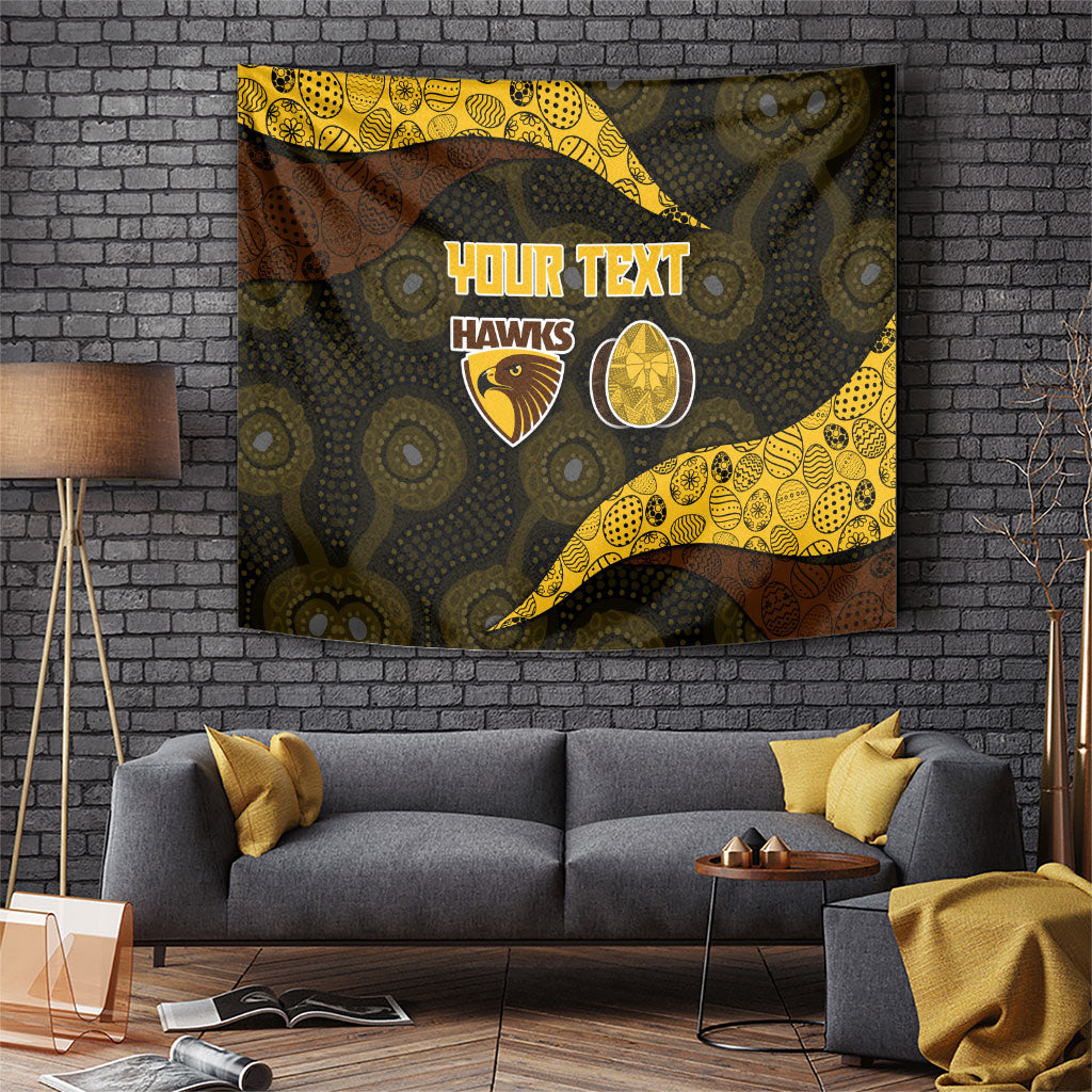 Personalized Hawks Football Tapestry Easter Egg Pattern Brown Gold Tribal Dot Art Style