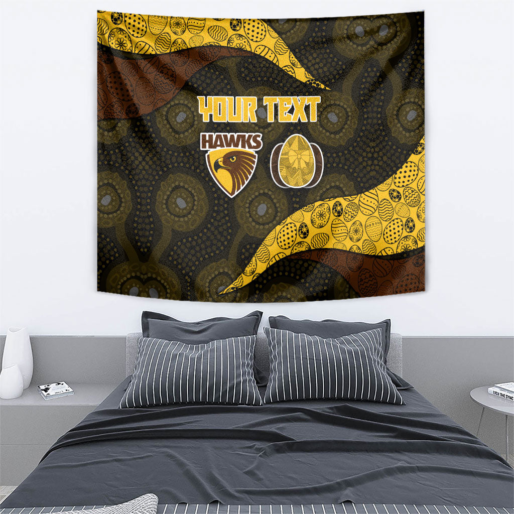 Personalized Hawks Football Tapestry Easter Egg Pattern Brown Gold Tribal Dot Art Style