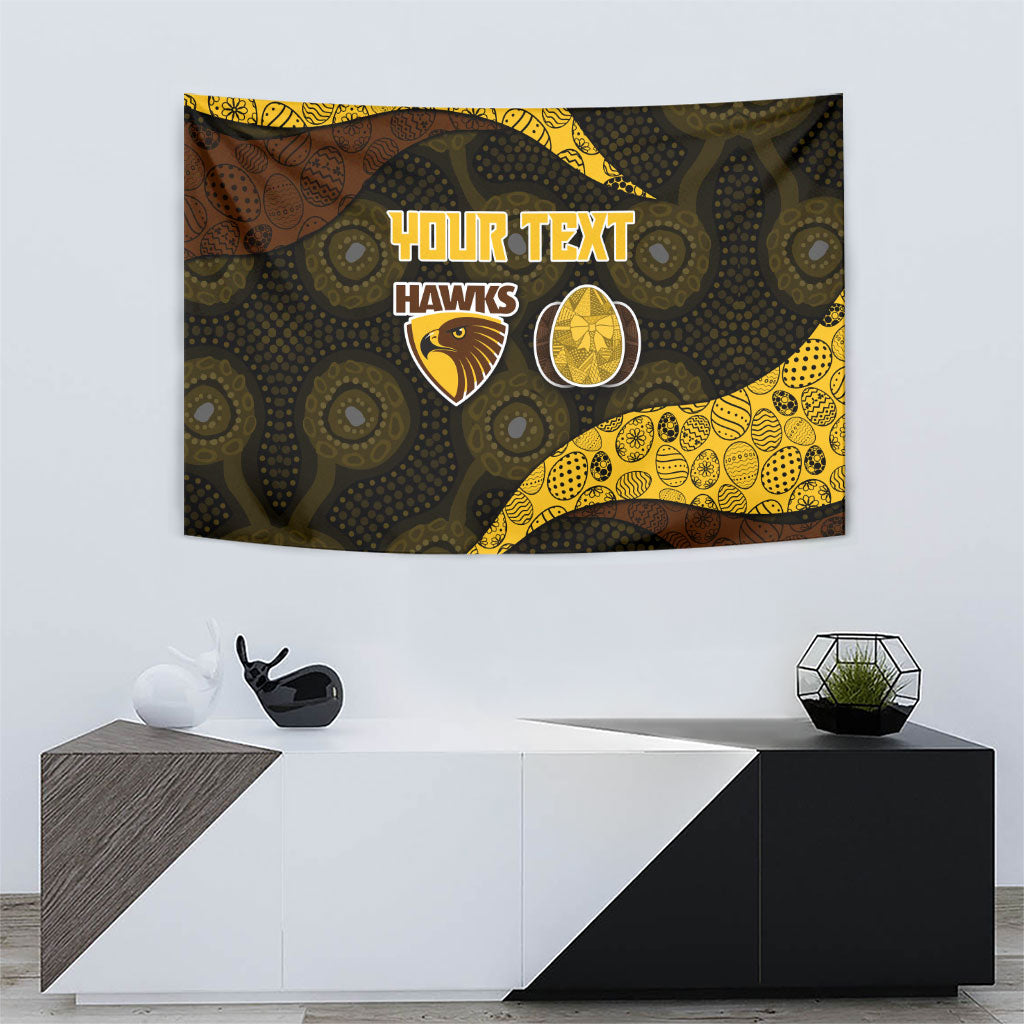Personalized Hawks Football Tapestry Easter Egg Pattern Brown Gold Tribal Dot Art Style
