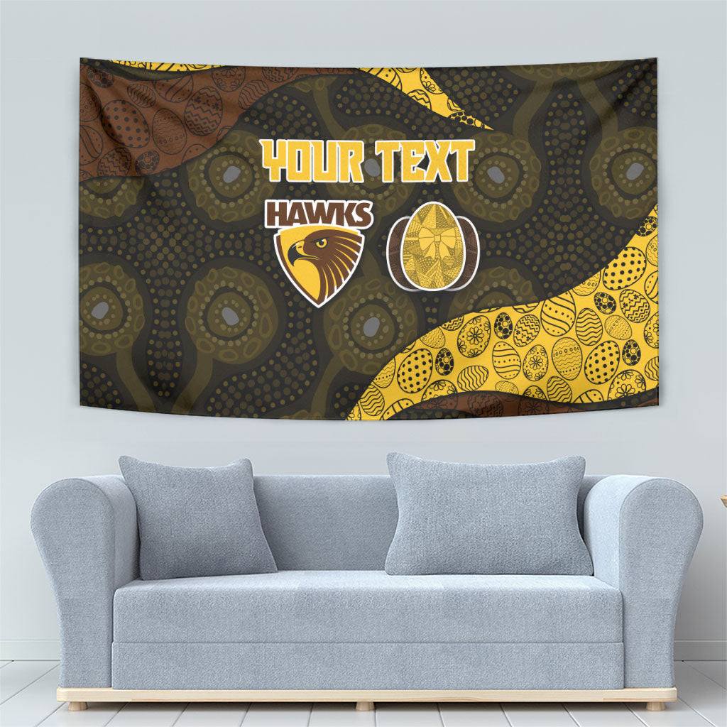 Personalized Hawks Football Tapestry Easter Egg Pattern Brown Gold Tribal Dot Art Style
