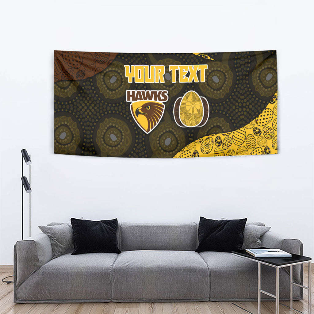 Personalized Hawks Football Tapestry Easter Egg Pattern Brown Gold Tribal Dot Art Style