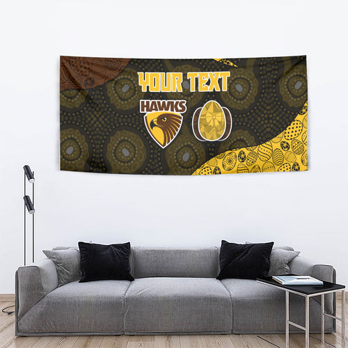 Personalized Hawks Football Tapestry Easter Egg Pattern Brown Gold Tribal Dot Art Style