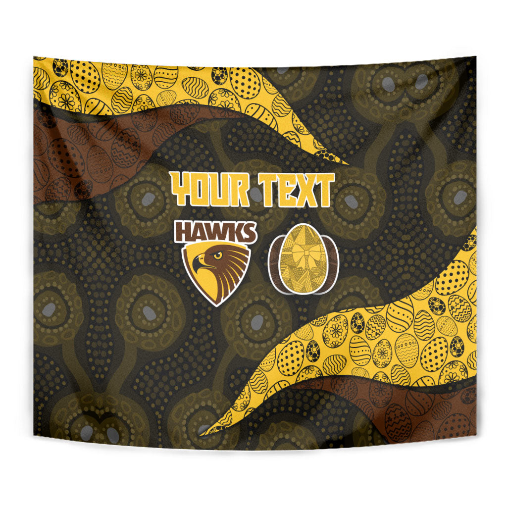 Personalized Hawks Football Tapestry Easter Egg Pattern Brown Gold Tribal Dot Art Style
