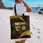 Personalized Hawks Football Tote Bag Easter Egg Pattern Brown Gold Tribal Dot Art Style